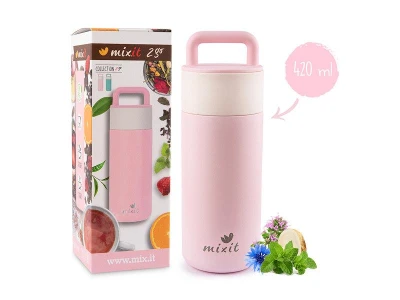 Mixit 2go termoska s čajovým sítkem 420 ml růžová