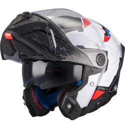 MT Helmets Atom 2 SV Highlands A7 čierno-bielo-modro-červená vyklápacia prilba + zľava 400,- na príslušenstvo