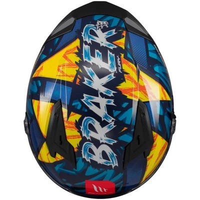 MT Helmets Integrální helma na motorku Braker SV Fury modro-žlutá XS + sleva 400,- na příslušenství
