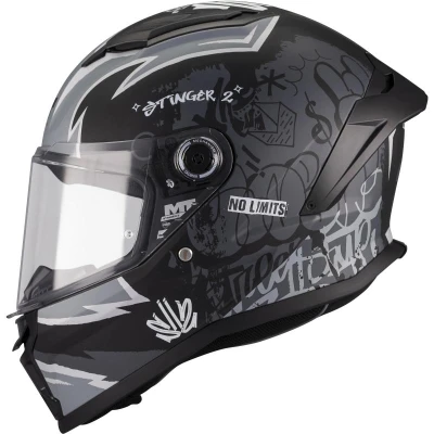 MT Helmets Dětská integrální helma na motorku Stinger 2 Tagger B2 matná černo-šedá MT Helmets Dětská integrální helma na motorku Stinger 2 Tagger B2 matná černo-šedá