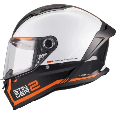 MT Helmets Integrální helma Stinger 2 Core B0 bílo-černo-oranžová