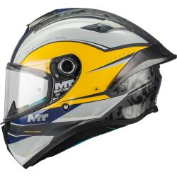 MT Helmets Integrálna prilba Targo S Outside C3 šedo-žlto-modrá + moto kukla RSA