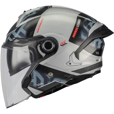 MT Helmets Otevřená helma na motorku Cosmo SV Arrow C2 šedo-černá XS + moto kukla RSA