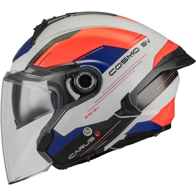 MT Helmets Otevřená helma Cosmo SV Icarus A5 modro-bílo-červená + moto kukla RSA