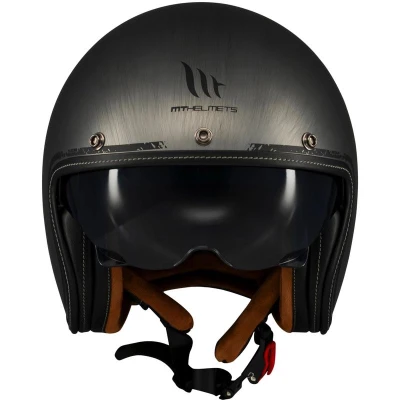 MT Helmets Otevřená helma Le Mans 2 SV Scratched Chrome matná šedá + sleva 400,- na příslušenství