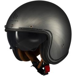 MT Helmets Otvorená prilba Le Mans 2 SV Scratched Chrome matná sivá + zľava 400,- na príslušenstvo