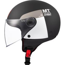 MT Helmets STREET INBOARD D2 matná čierno-biela otvorená prilba