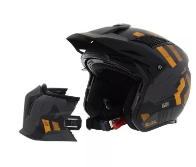 MT Helmets Přilba Streetfighter SV S Skull A12 šedo-oranžová + sleva 400,- na příslušenství