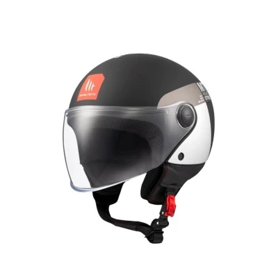 MT Helmets STREET INBOARD D2 matná černo-bílá otevřená helma
