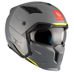 MT Helmets Streetfighter SV S Solid A1 šedá lesklá otevřená přilba s maskou + sleva 200,- na příslušenství