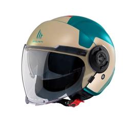 MT Helmets Viale SV S Beta E7 béžovo-tyrkysová otevřená přilba