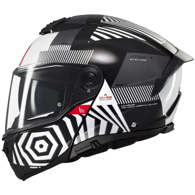 MT Helmets Atom 2 SV Strange černo-bílo-šedá výklopná helma na motorku