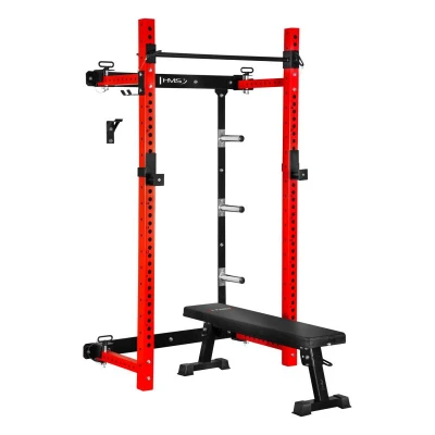 HMS KLT34 červený Multifunkční skládací posilovací stojan - Power Rack