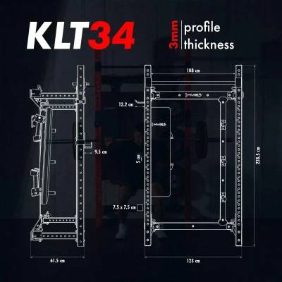 HMS KLT34 červený Multifunkční skládací posilovací stojan - Power Rack