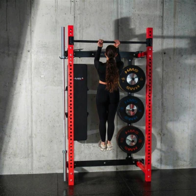 HMS KLT34 červený Multifunkční skládací posilovací stojan - Power Rack