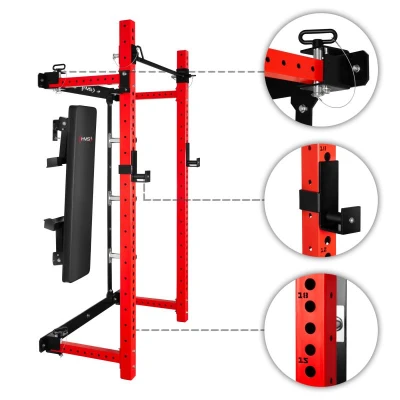 HMS KLT34 červený Multifunkční skládací posilovací stojan - Power Rack