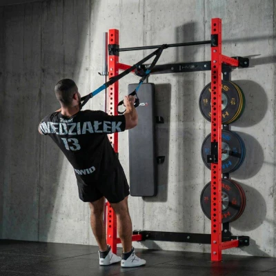 HMS KLT34 červený Multifunkční skládací posilovací stojan - Power Rack