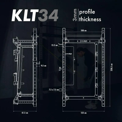 HMS KLT34 šedý Multifunkční skládací posilovací stojan - Power Rack