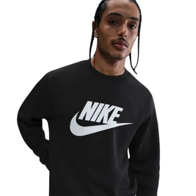 Nike M NK CLUB BB GFX CREW BLACK/WHITE pánská mikina