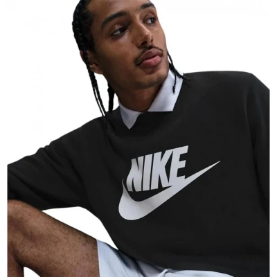 Nike M NK CLUB BB GFX CREW BLACK/WHITE pánská mikina