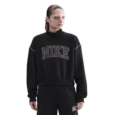 Nike W NSW PHNX FLC LOGO MOCK NECK BLACK dámská zateplená mikina
