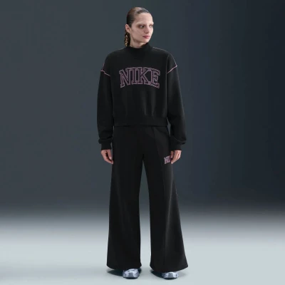 Nike W NSW PHNX FLC LOGO MOCK NECK BLACK dámská zateplená mikina