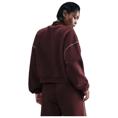 Nike W NSW PHNX FLC LOGO MOCK NECK BURGUNDY CRUSH dámská zateplená mikina