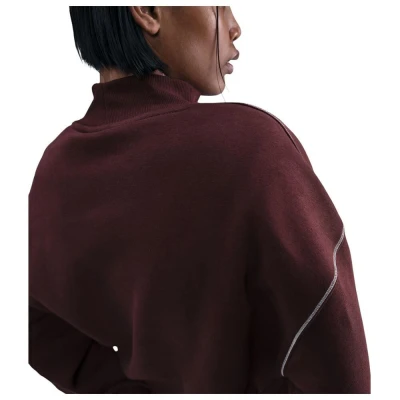 Nike W NSW PHNX FLC LOGO MOCK NECK BURGUNDY CRUSH dámská zateplená mikina