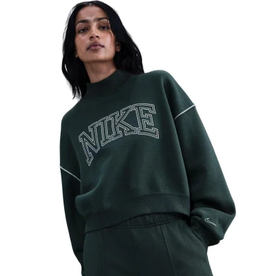 Nike W NSW PHNX FLC LOGO MOCK NECK SEAWEED dámská zateplená mikina