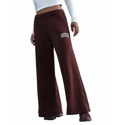 Nike W NSW PHNX FLC LOGO WIDE LEG BURGUNDY CRUSH dámské tepláky