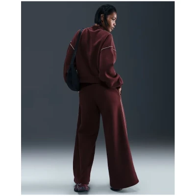 Nike W NSW PHNX FLC LOGO WIDE LEG BURGUNDY CRUSH dámské tepláky