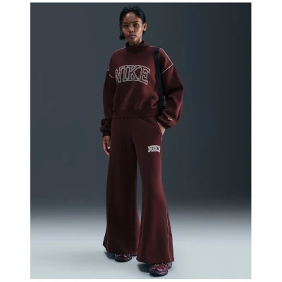 Nike W NSW PHNX FLC LOGO WIDE LEG BURGUNDY CRUSH dámské tepláky