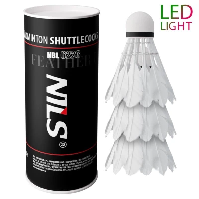 NILS Badmintonové míčky z peří NBL6223 s LED 3 ks