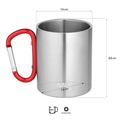 Nils Kempingový hrnek Camp NC17110 s karabinou 300ml červený (VÝPRODEJ)