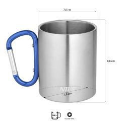 Nils Kempingový hrnček Camp NC17110 s karabínou 300ml modrý