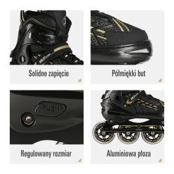 Nils Extreme NA1128 černo-zlaté kolečkové brusle nastavitelné