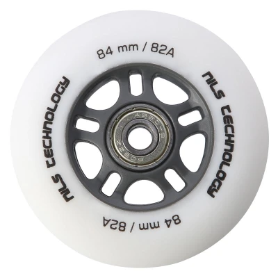 Nils Matná kolečka Extreme PU 84x24 82A s ložisky ABEC 9, bílá, 4 ks
