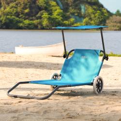 Nils Plážové lehátko se stínítkem Camp NC3307 modré