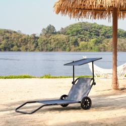 Nils Plážové lehátko se stínítkem Camp NC3307 šedé