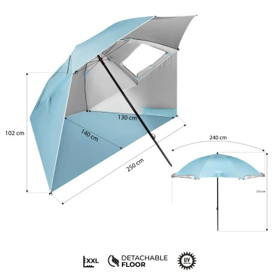 Nils Plážový slunečník / paraván Camp NC17114 240 cm modrý