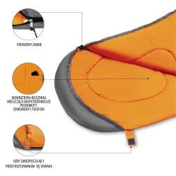Nils NC2008 šedý/oranžový prodloužený spací pytel