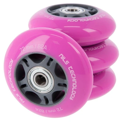 NILS PU kolečka s ložisky 72x24mm ABEC 7 růžové NILS PU kolečka s ložisky 72x24mm ABEC 7 růžové