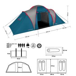 Nils NC6431 Highland IV modrý/světle šedý rodinný stan
