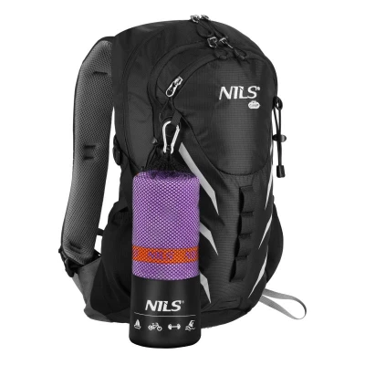 NILS CAMP Ručník z mikrovlákna NCR12 fialová/oranžová