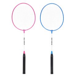 NILS Sada 2 bedmintonových rakiet a nylonové letky NRZ001 ružovo-modrá