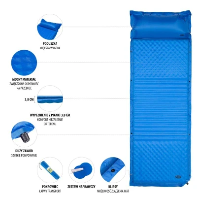 NILS CAMP Samonafukovací karimatka NC4001 modrá