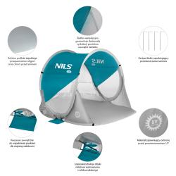 Nils Samorozkládací plážový stan Camp NC3142 modrozelený