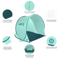 NILS Samorozkládací plážový stan NC3173 mentolový