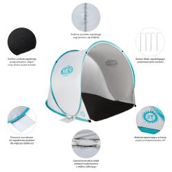 NILS Samorozkladací plážový stan NC3173 šedo-tyrkysový