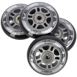 Nils Sestava černých PU koleček 76x24 + ložiska ABEC9